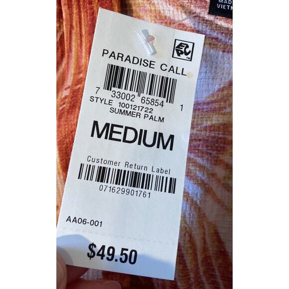 NWT $49.50 International Concepts Cinch Front Blouse Medium Women’s Summer Palm - Picture 4 of 8